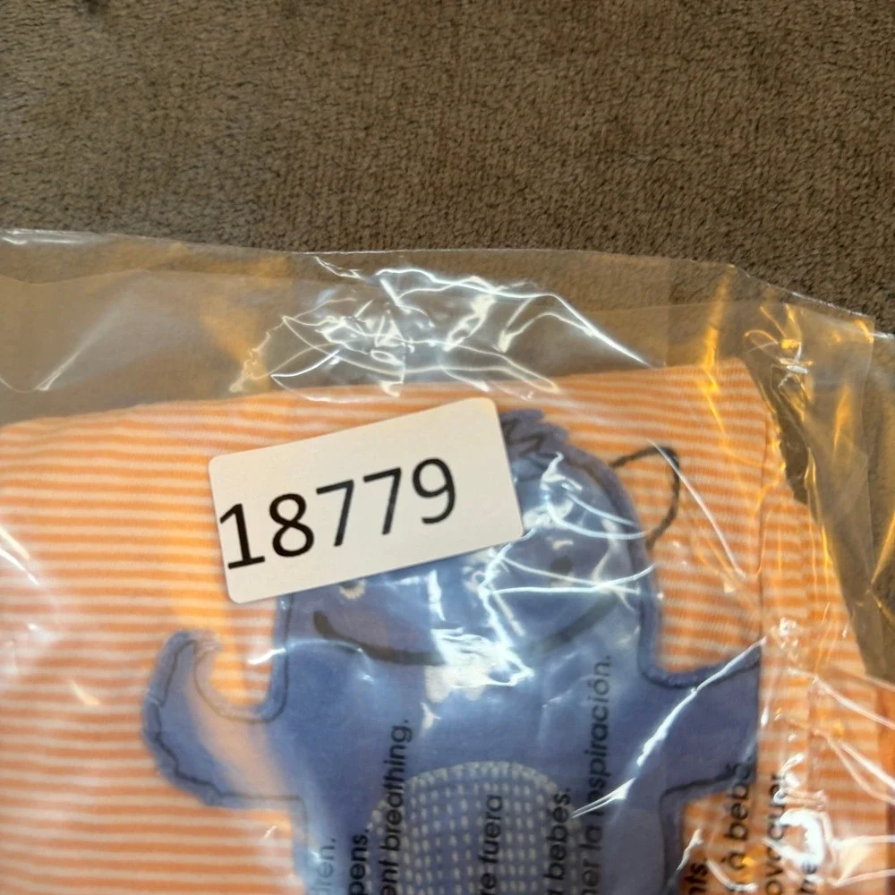 Carters‎ Monster Striped Romper Baby 6 Months Orange Snap Front Cotton